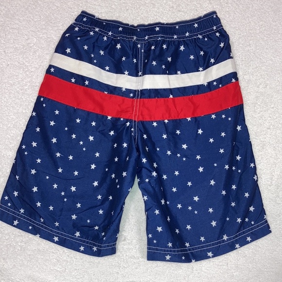 Hanna Andersson swim trunk and tee red white blue stripes and stars size 130 6/7 - Picture 4 of 11